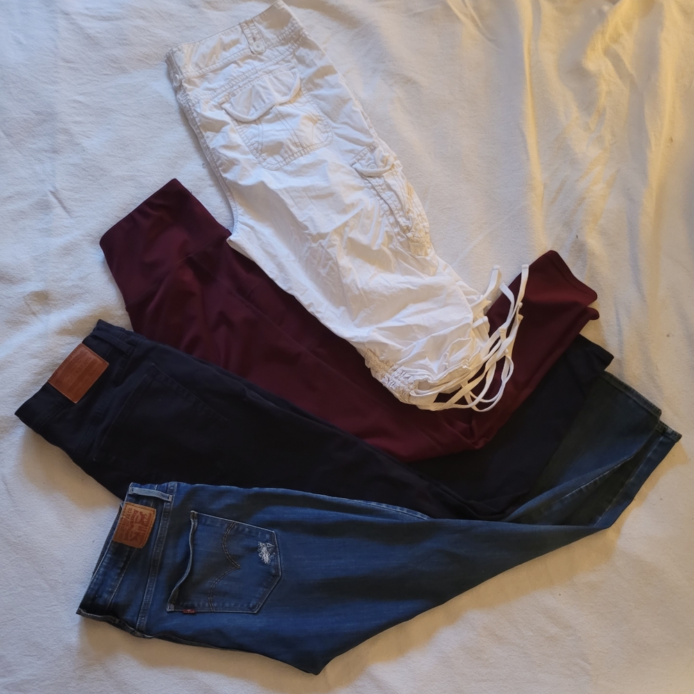 Stylish Women's Jeans Set - Blue, Black, Burgandy And White